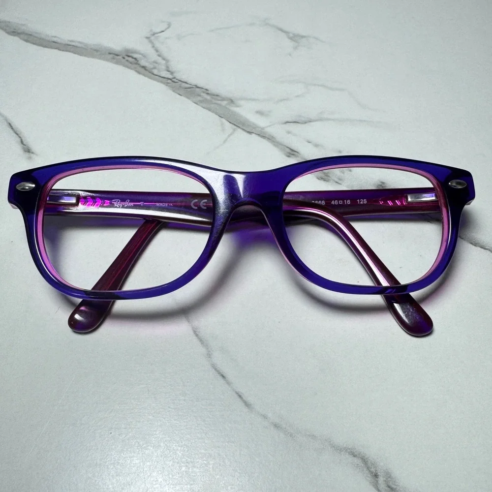 Ray-Ban RB 1555 3666 Purple Pink Rectangular Eyeglasses Frames 46-16-125